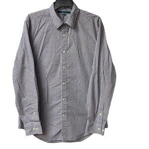 Perry Ellis Mens Non-Iron Long Sleeve Checkered Dress Shirt Size L